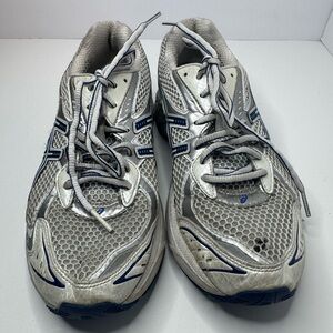 Asics White and Navy Mesh Running Shoes Size 8.5